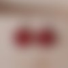Boucles d'oreilles acier cabochons 2cm cire rouge