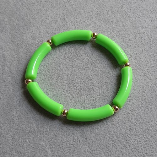 Bracelet élastique perles incurvées vert vif