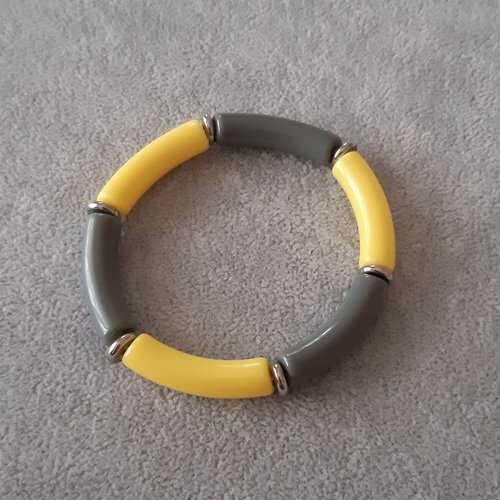 Bracelet tube jaune et gris