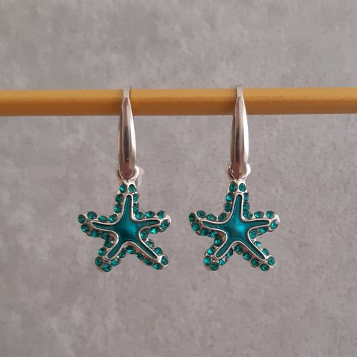 Boucles d'oreilles étoiles de mer bleues
