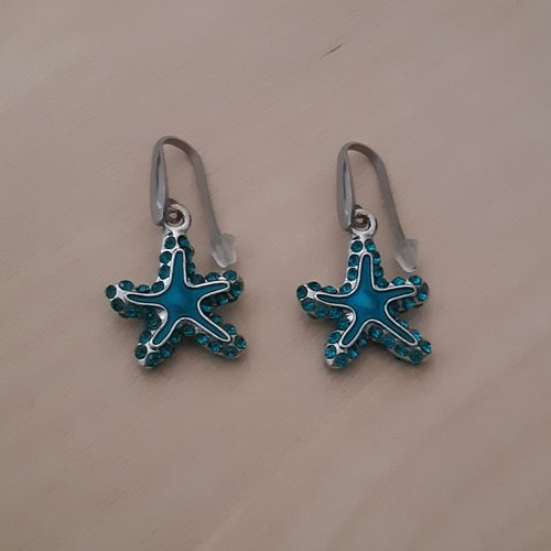 Boucles d'oreilles étoiles de mer bleues