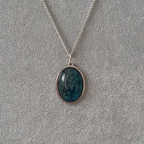 Collier cabochon agate veine de dragon