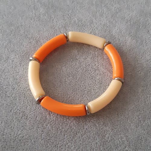 Bracelet tube orange et pêche