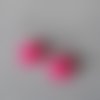 Boucles d'oreilles cabochons fleurs roses fuschia