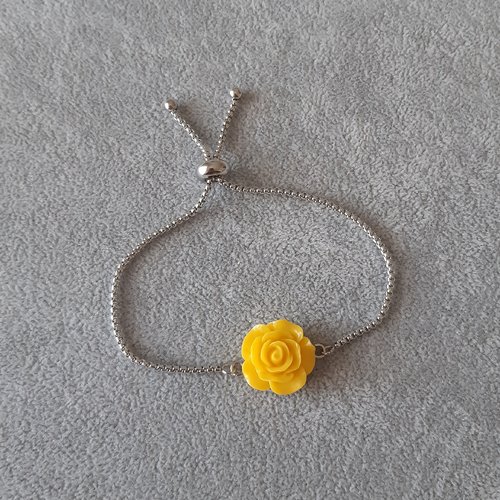 Bracelet coulissant fleur jaune