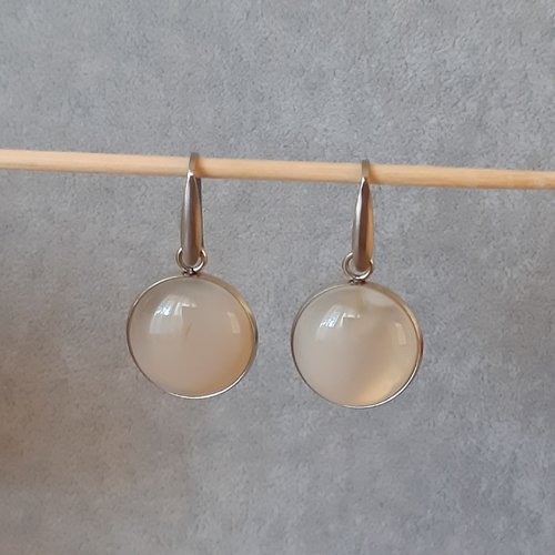 Boucles d'oreilles cabochons agate 20mm