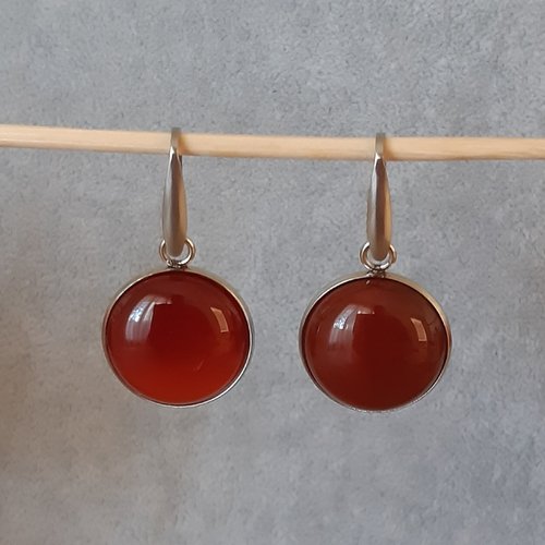 Boucles d'oreilles cabochons agate 20mm