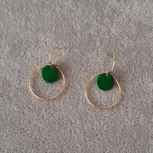 Boucles d'oreilles émail ronds verts