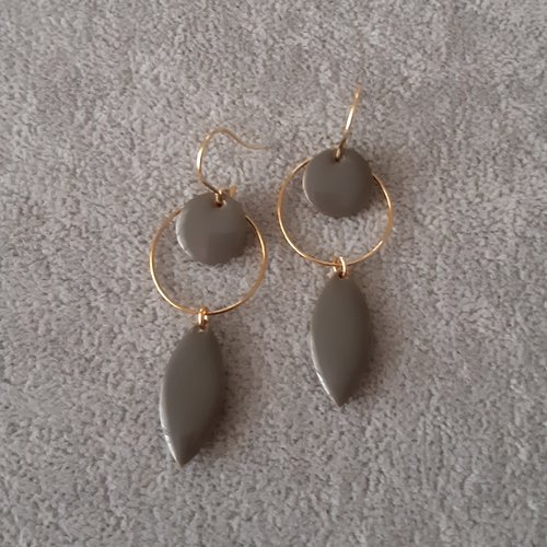 Boucles d'oreilles émail double grises