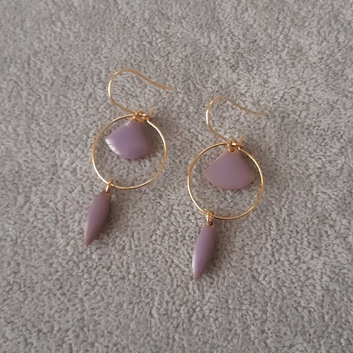 Boucles d'oreilles émail double parmes