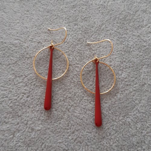 Boucles d'oreilles émail gouttes rouges