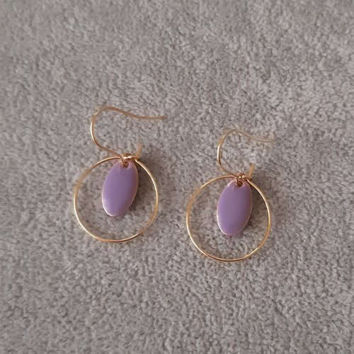 Boucles d'oreilles émail ovales parmes