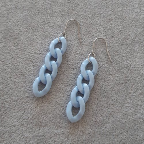 Boucles d'oreilles gros maillons bleus