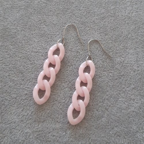 Boucles d'oreilles gros maillons roses