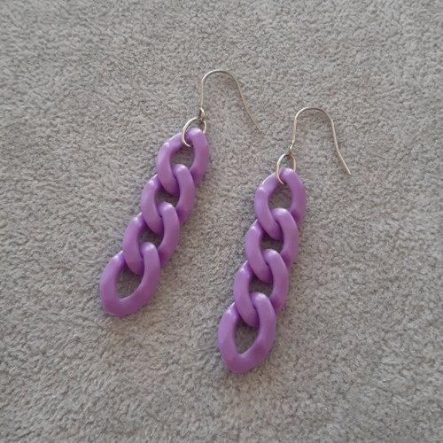 Boucles d'oreilles gros maillons violets