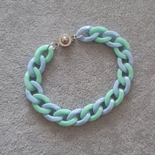 Bracelet gros maillons bleus et verts