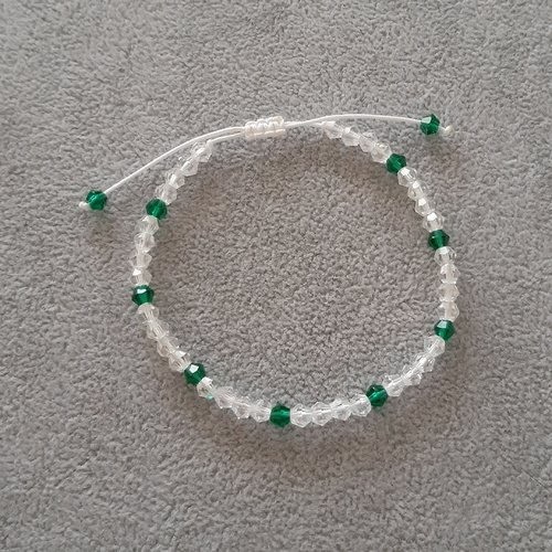 Bracelet cordon coulissant blanc et vert