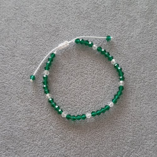 Bracelet cordon coulissant vert et transparent