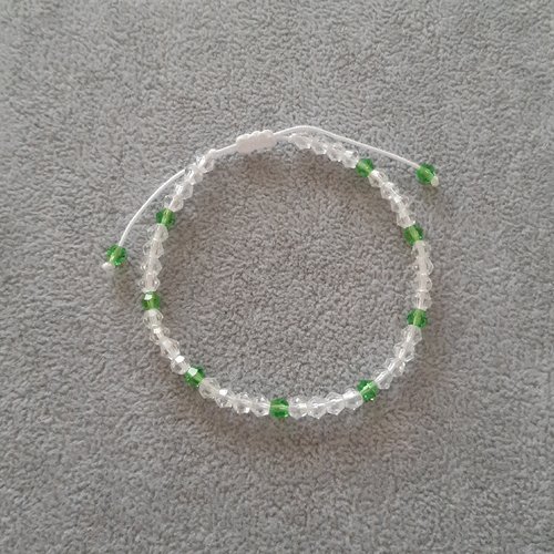 Bracelet cordon coulissant blanc et vert