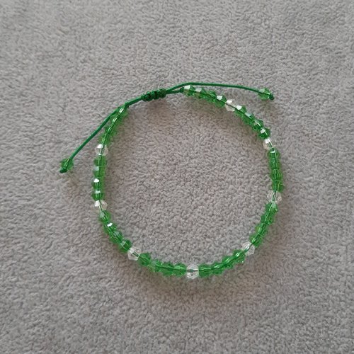 Bracelet cordon coulissant vert et transparent