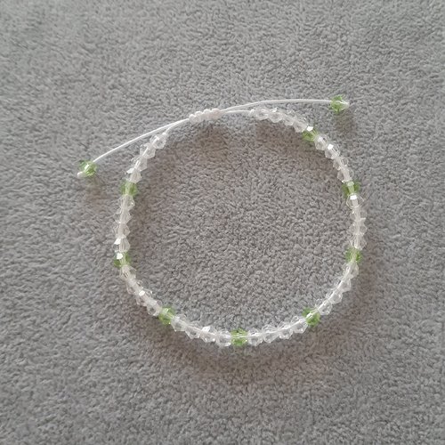 Bracelet cordon coulissant blanc et vert