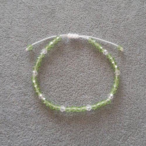 Bracelet cordon coulissant vert et transparent