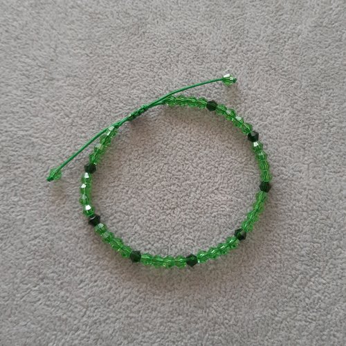Bracelet cordon coulissant vert vif et foncé