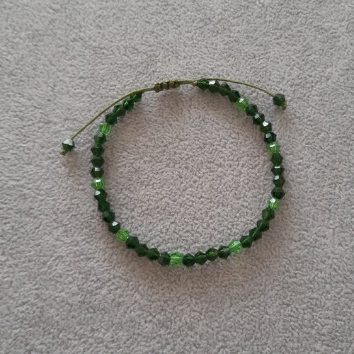Bracelet cordon coulissant vert foncé et vif