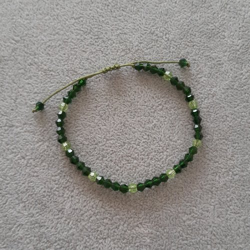 Bracelet cordon coulissant vert foncé et clair