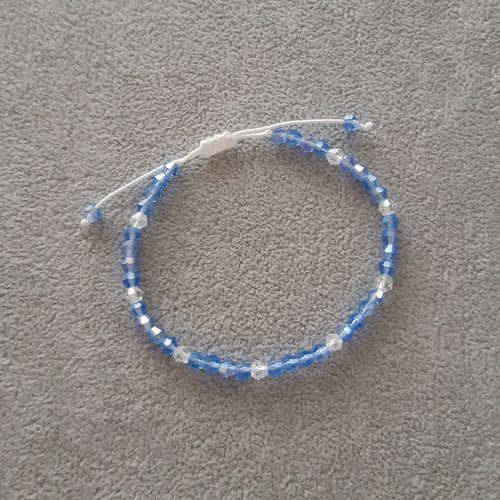 Bracelet cordon coulissant bleu et blanc