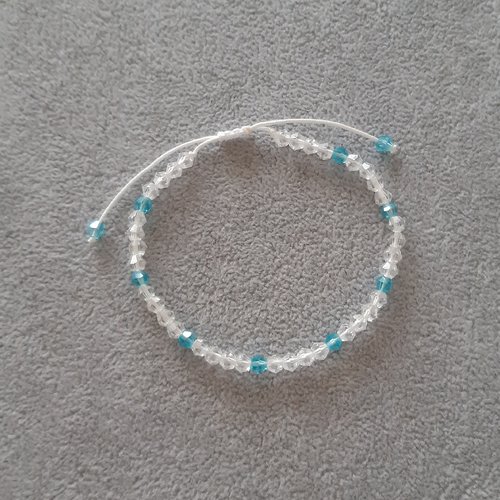 Bracelet cordon coulissant blanc et bleu