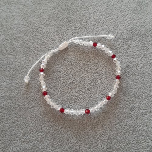 Bracelet cordon coulissant blanc et rouge