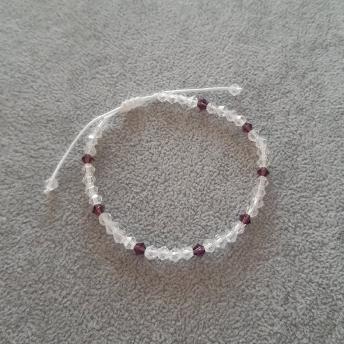 Bracelet cordon coulissant transparent et violet