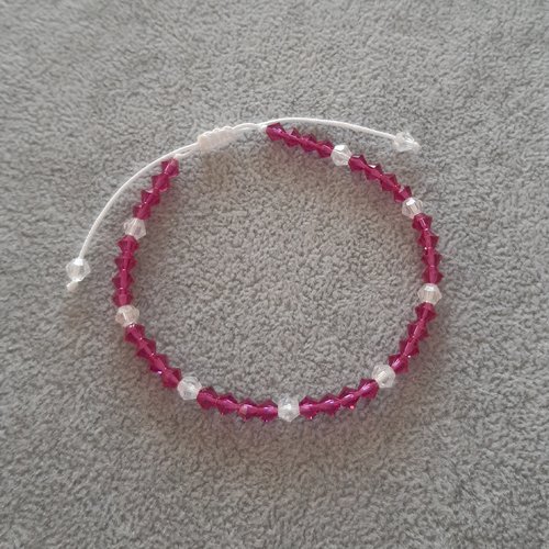 Bracelet cordon coulissant rose et blanc
