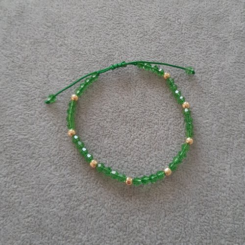 Bracelet cordon coulissant vert et or