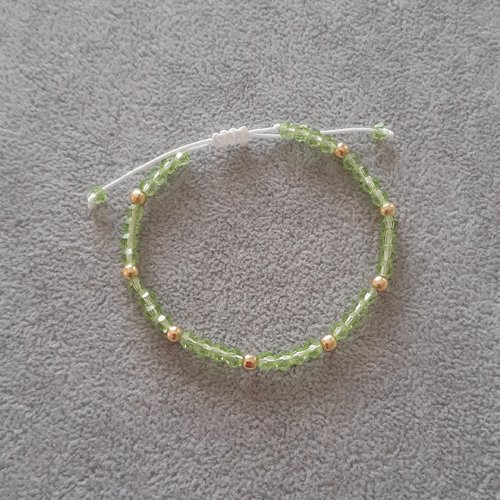 Bracelet cordon coulissant vert et or