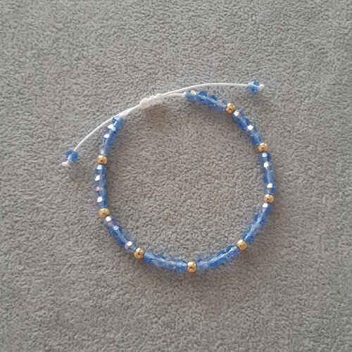 Bracelet cordon coulissant bleu et or