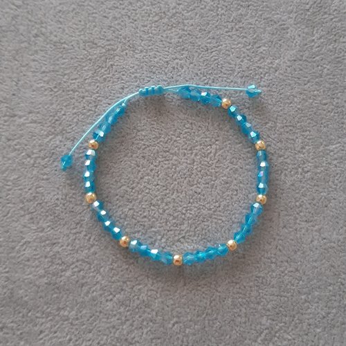 Bracelet cordon coulissant bleu et or