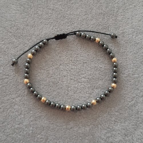 Bracelet hématite et acier doré