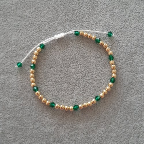 Bracelet cordon coulissant or et vert
