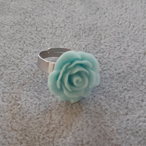 Bague ajustable fleur bleue