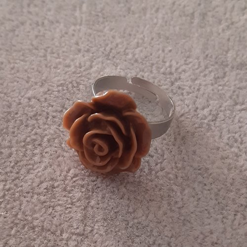Bague ajustable fleur chocolat