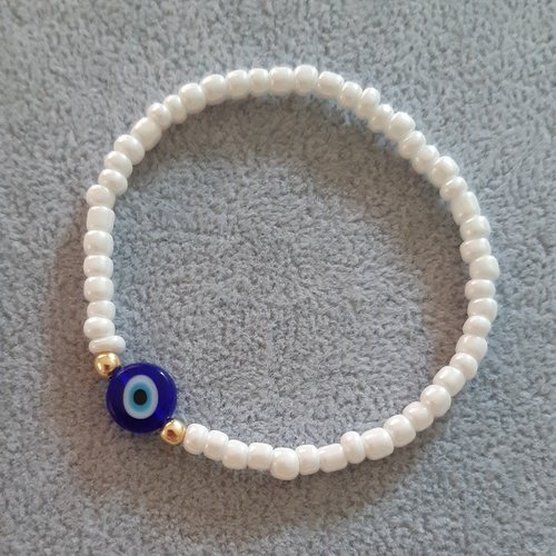 Bracelet œil blanc doré