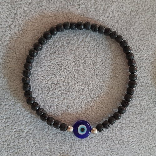 Bracelet œil noir argenté