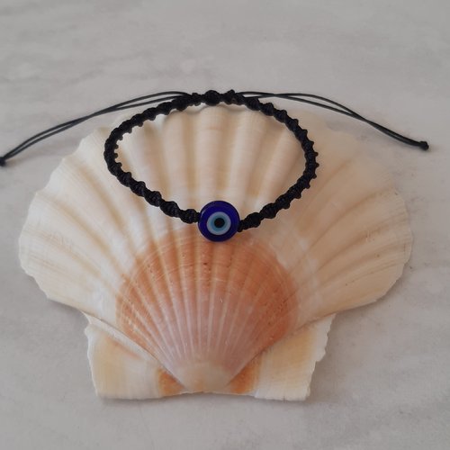 Bracelet nazar boncuk macramé twist noir