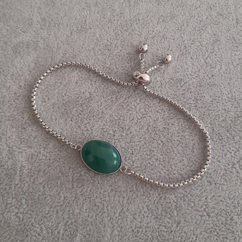 Bracelet coulissant agate vert 2