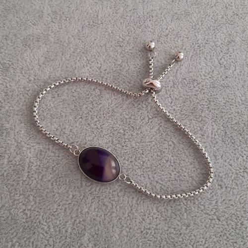 Bracelet coulissant agate violet 2