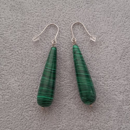 Boucles d'oreilles gouttes malachite