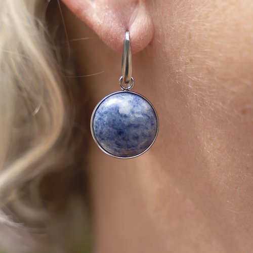 Boucles d'oreilles jaspe bleu