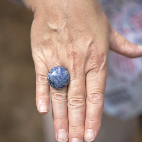 Bague jaspe bleu